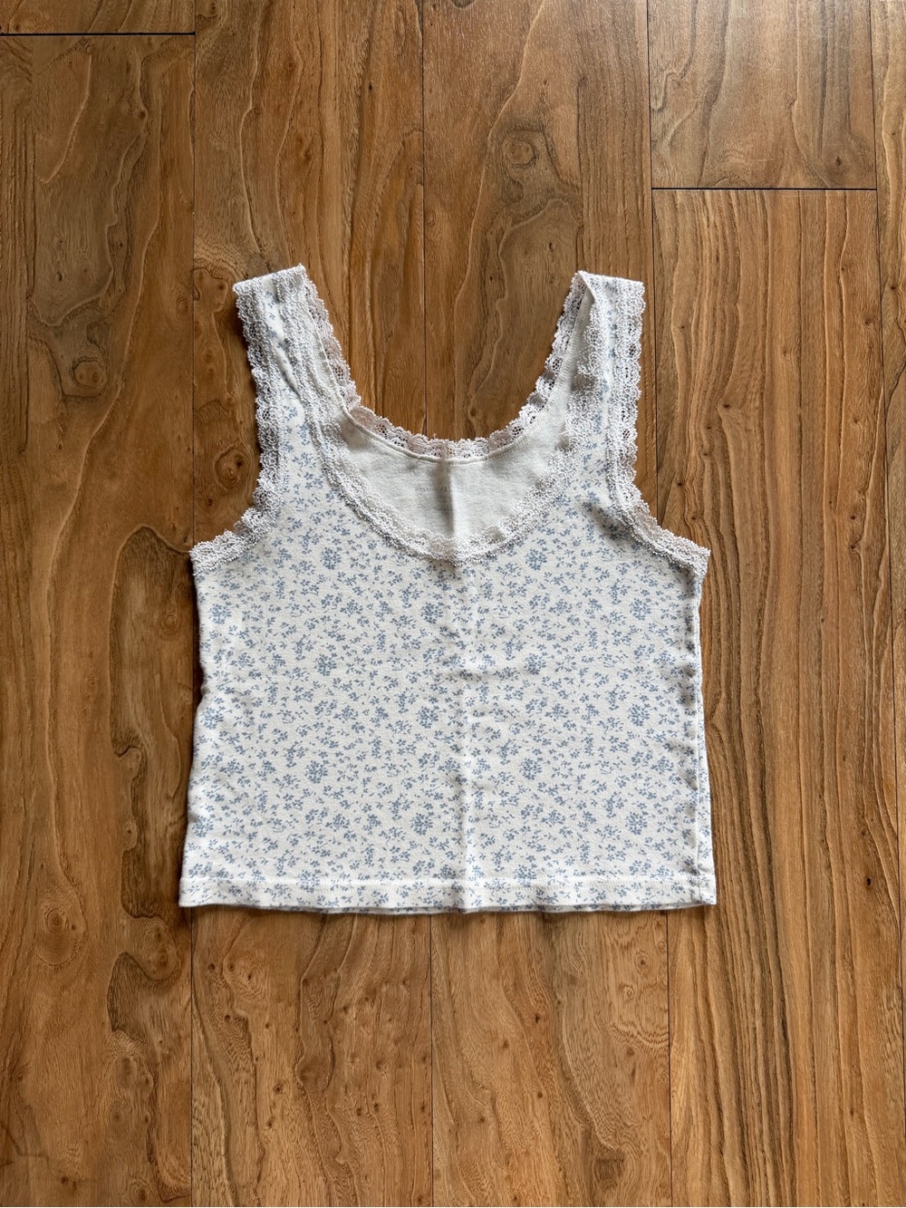 Brandy Melville lace floral cotton tank top